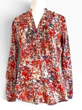 Esprit Floral Ruffle Blouse Women’s Medium Office Chic Career Wear Top flowers